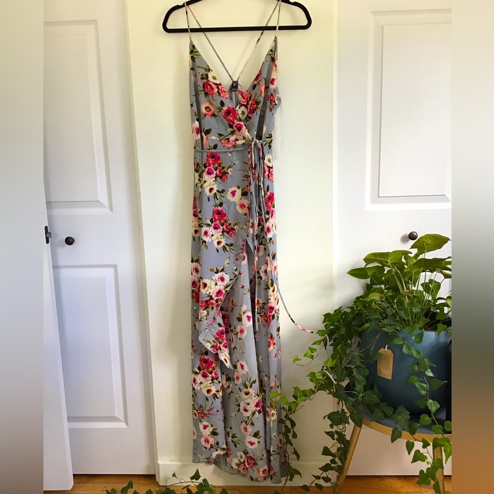 Windsor floral tie maxi dress - high low - S